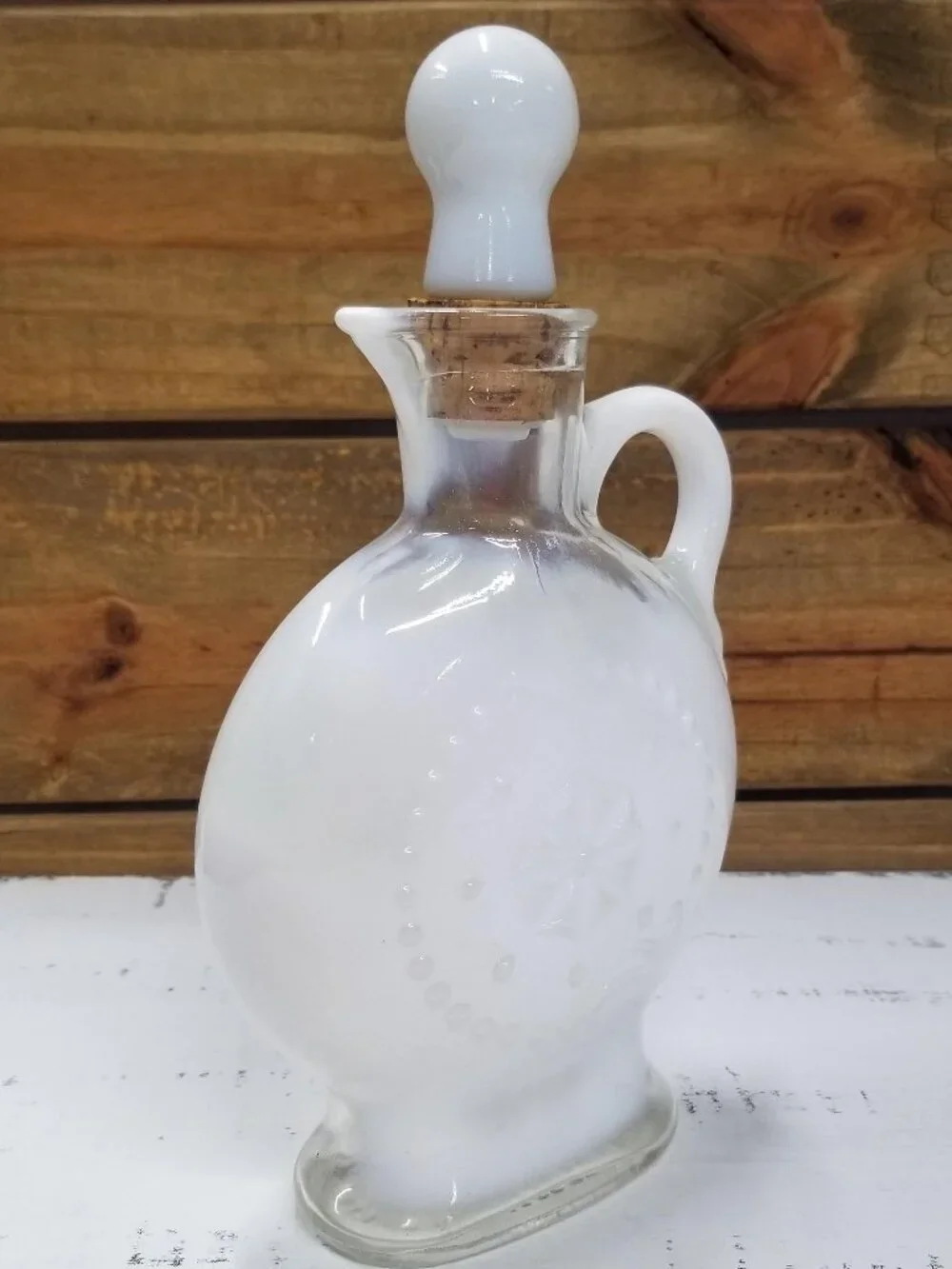 Jim Beam Whiskey Decanter Bottle Glass Opalescent Glass 1957 EMPTY BOTTLE
